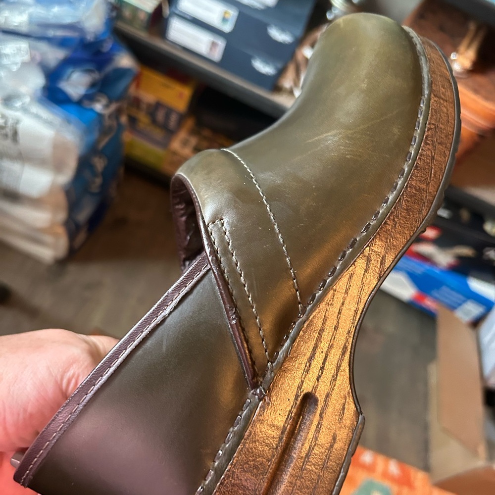 dansko w9 40 green slip on clog